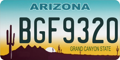 AZ license plate BGF9320