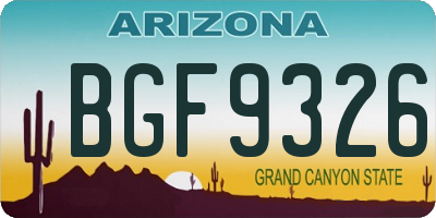 AZ license plate BGF9326