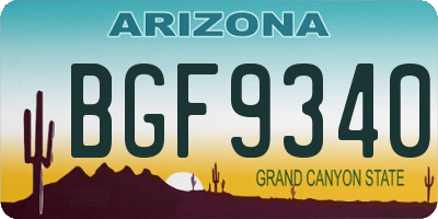 AZ license plate BGF9340