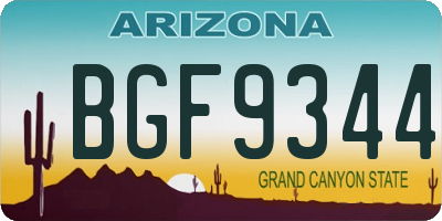 AZ license plate BGF9344