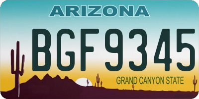 AZ license plate BGF9345