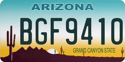 AZ license plate BGF9410