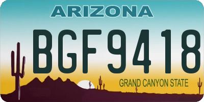 AZ license plate BGF9418