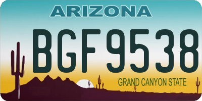 AZ license plate BGF9538