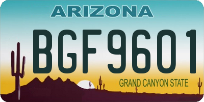 AZ license plate BGF9601
