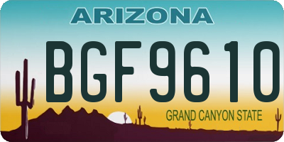 AZ license plate BGF9610
