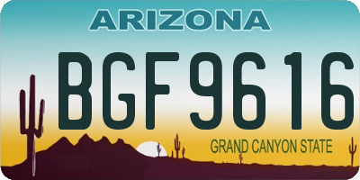 AZ license plate BGF9616