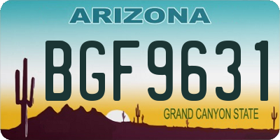 AZ license plate BGF9631