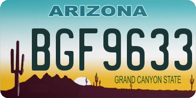 AZ license plate BGF9633
