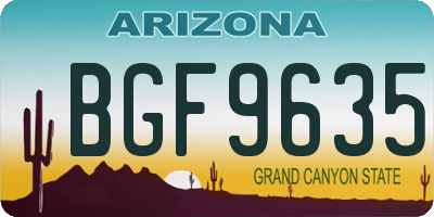 AZ license plate BGF9635