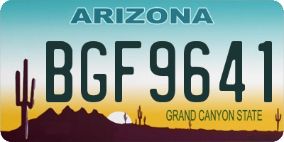 AZ license plate BGF9641