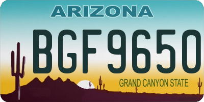 AZ license plate BGF9650