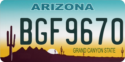 AZ license plate BGF9670