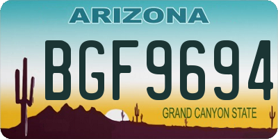 AZ license plate BGF9694
