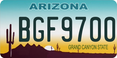 AZ license plate BGF9700