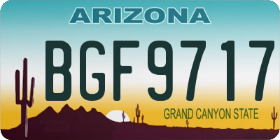 AZ license plate BGF9717