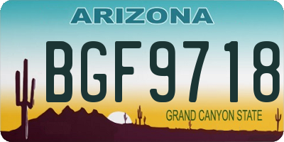 AZ license plate BGF9718