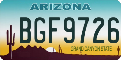 AZ license plate BGF9726