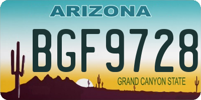 AZ license plate BGF9728