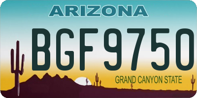 AZ license plate BGF9750