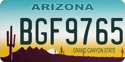 AZ license plate BGF9765