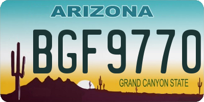 AZ license plate BGF9770