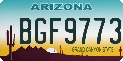 AZ license plate BGF9773