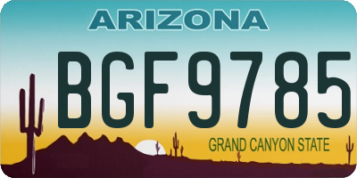 AZ license plate BGF9785