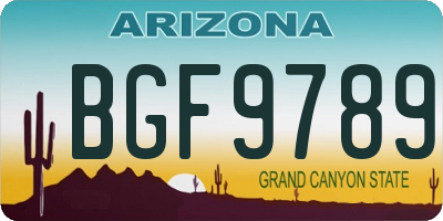 AZ license plate BGF9789