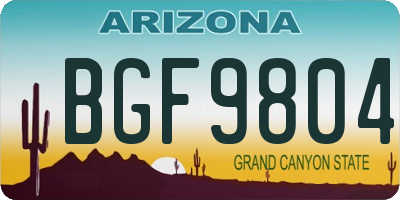 AZ license plate BGF9804