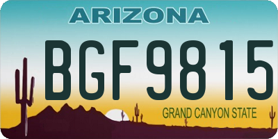 AZ license plate BGF9815