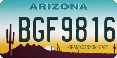 AZ license plate BGF9816