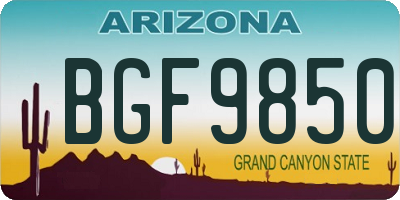AZ license plate BGF9850