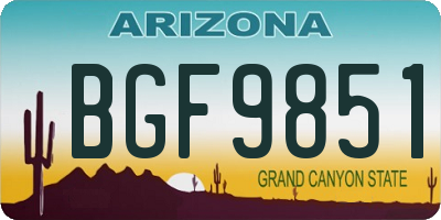 AZ license plate BGF9851