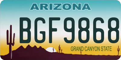 AZ license plate BGF9868