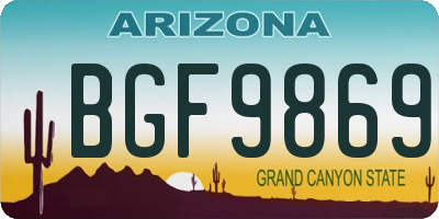 AZ license plate BGF9869