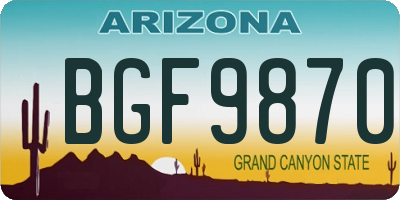 AZ license plate BGF9870