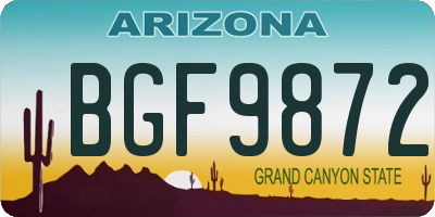 AZ license plate BGF9872