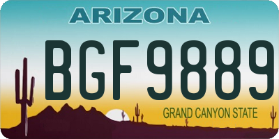AZ license plate BGF9889