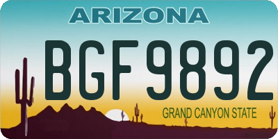 AZ license plate BGF9892