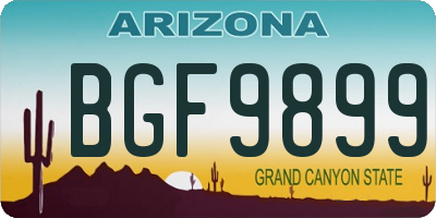AZ license plate BGF9899