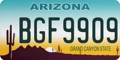 AZ license plate BGF9909