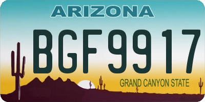 AZ license plate BGF9917