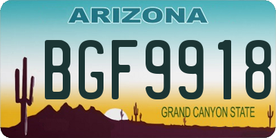 AZ license plate BGF9918