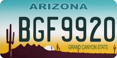 AZ license plate BGF9920