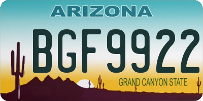 AZ license plate BGF9922