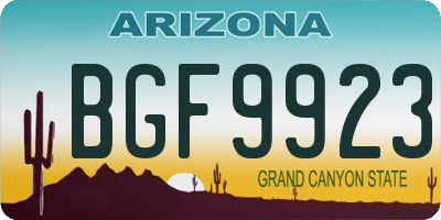 AZ license plate BGF9923