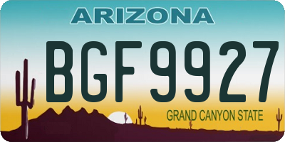 AZ license plate BGF9927