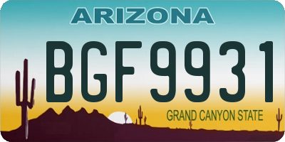 AZ license plate BGF9931