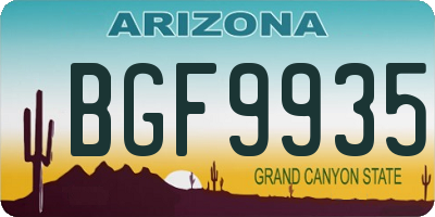 AZ license plate BGF9935